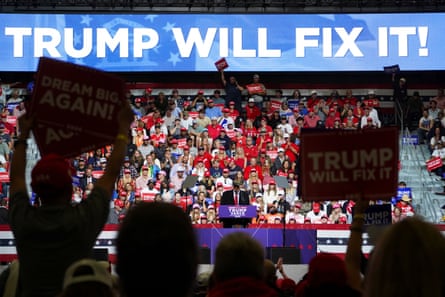 Donald Trump attends a campaign event in Macon, Georgia.