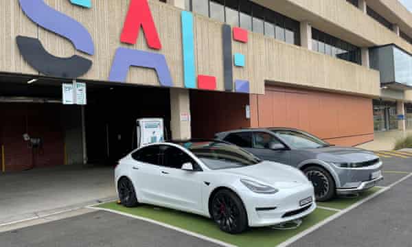 Recharging the car for the ‘long hop’ at the Port of Sale in Gippsland, Victoria.
