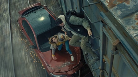 Josh O'Connor, right, and Emily Blunt in Disclosure Day.