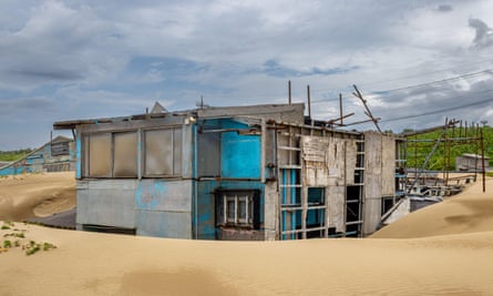 An abandoned house on a beach, Uchinada, Ishikawa, Japan.