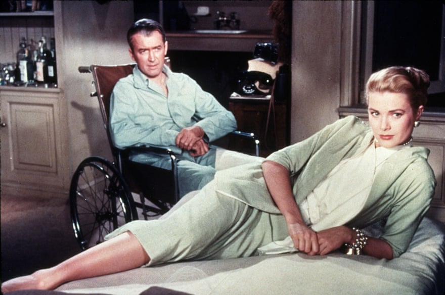 ‘Hitchcock’s characters are always seeking some kind of shelter’: a scene from Rear Window (1954) with James Stewart and Grace Kelly.