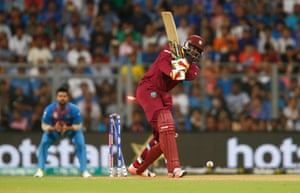 Gayle, bowled by Bumrah for five.