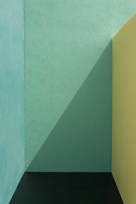 Coloured walls, shapes and lines.