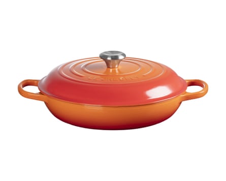 30cm Le Creuset shallow cast iron casserole.