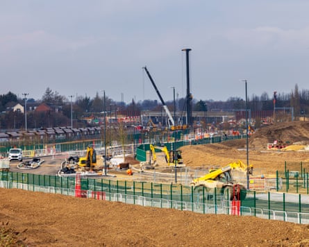 Construction equipment and plant on a large expanse of land