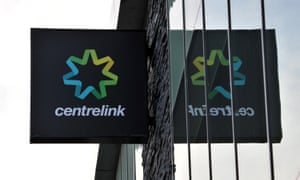A Centrelink sign outside a Centrelink office in Melbourne