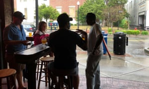 Residents in Wilmington North Carolina riding out the storm at a pub.