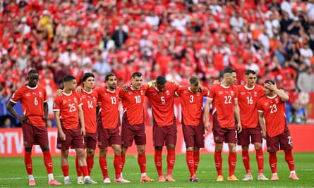 The Swiss team line up during the shootout
