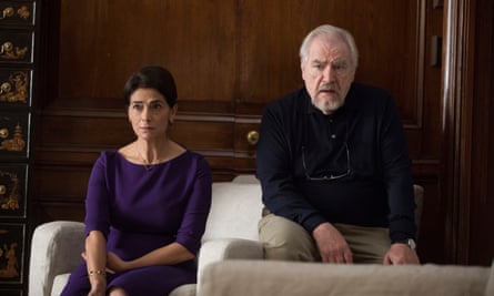 Hiam Abbass and Brian Cox as Marcia and Logan Roy in Succession.
