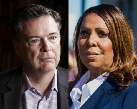 A federal judge threw out the criminal cases against James Comey and Letitia James on Monday.