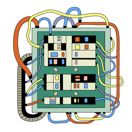 illustration of wiring connected to various circuits