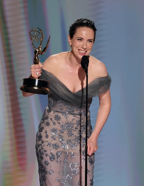 78th Primetime Emmy Awards - Show78th PRIMETIME EMMY AWARDS -- Pictured: (l-r) Kate O'Flynn accepts the Outstanding Supporting Actress in a Comedy Series Award for "Widow's Bay" on stage during the 78th Primetime Emmy Awards held at the Peacock Theater on September 14, 2026. -- (Photo by: Trae Patton/NBC via Getty Images)