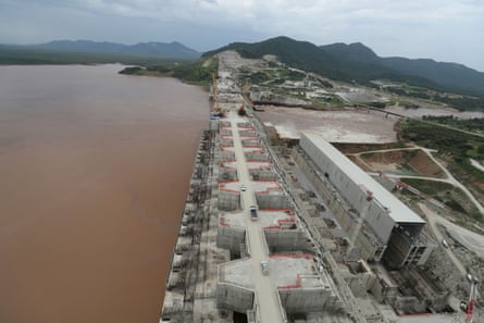 Construction work on Ethiopia’s Grand Renaissance dam in Guba woreda, in the Ethiopian region of Benishangul-Gumuz