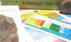 Geologic time scales divide time into eons; eons into eras; and eras into periods, epochs and ages.