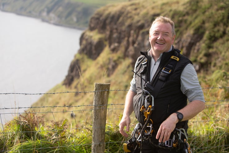 ‘It’s a monster task’: can culling ferrets and rats save one of the UK’s largest seabird colonies? Stuart Johnson, whose company trains scientists and researchers to access remote areas by rope.Photograph: Paul McErlane/The Guardian