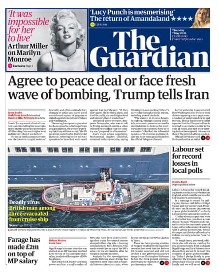 Guardian front page 7 May 2026