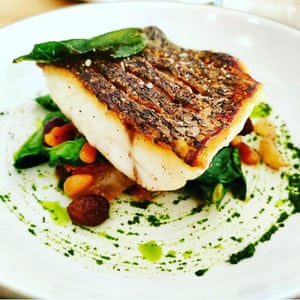 Fish dish at Drómo restaurant, Badajoz, southwest Spain.
