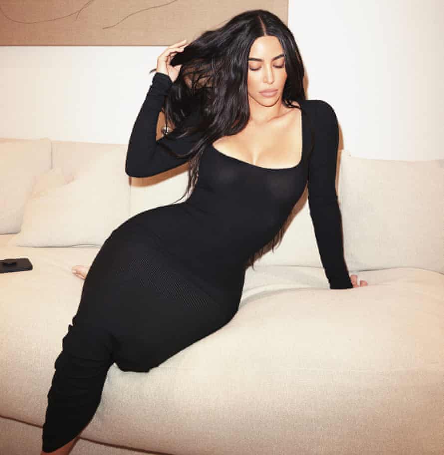 Kim Kardashian’s soft lounge long slip dress for her Skims range