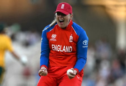 Sophie Ecclestone aft her drawback dismissed South Africa’s skipper Laura Wolvaardt.