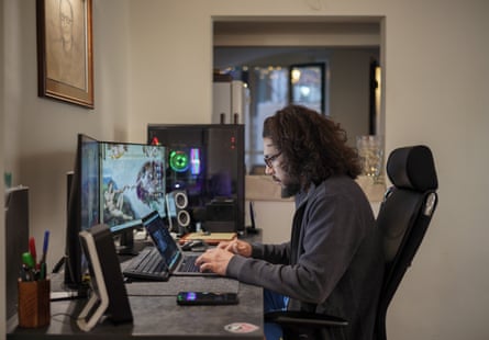 Mojtaba in his office in a Tehran basement.