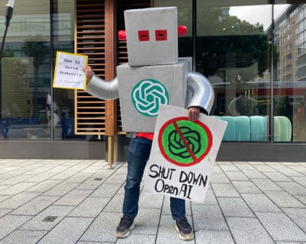 A ‘Stop AI’ protest in July outside the offices of OpenAI in San Francisco