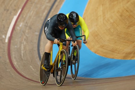 New Zealand's Ellesse Andrews in action during her women's sprint last-16 tie against Australia's Alessia McCaig.
