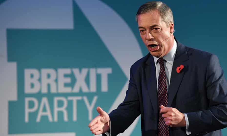Nigel Farage speaking at the Brexit party campaign launch in London