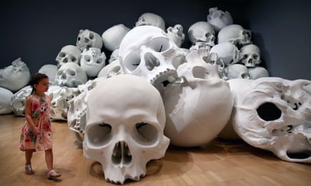 Ron Mueck’s installation Mass, which consists of 100 larger-than-life skulls each measuring 1.5mx2m