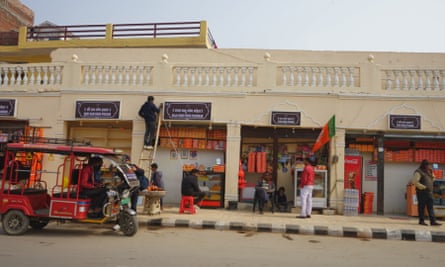 A market in Ayodhya is spruced up in preparation for the inauguration of the Ram Mandir temple.