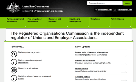 The Registered Organisations Commission website