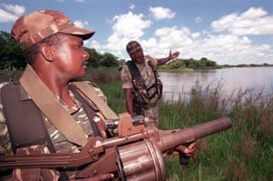 A photogragh taken by John Liebenberg of Namibian Defence Force soldiers photographed in the Eastern Caprivi, Namibia.