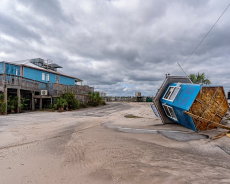 Damaged buildings at beach