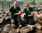 Volunteer archaeologists unearth winged goddess at Hadrian’s Wall – video