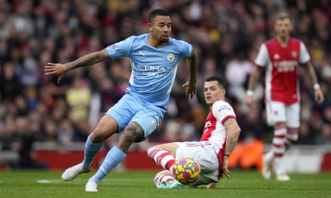 Gabriel Jesus in action for Manchester City against Arsenal in January.