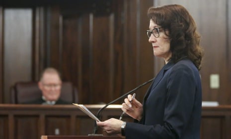 Prosecutor Linda Dunikoski looks on during the trial in Brunswick, Georgia, on 23 November.
