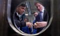 Rishi Sunak and the chancellor, Jeremy Hunt, visit an engineering firm in Barrow-in-Furness, Cumbria, on 25 March 2024.