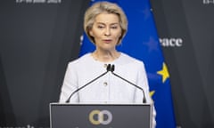 Ursula von der Leyen, president of the European Commission, speaks at the end of the Summit on Peace in Ukraine in Switzerland on 16.