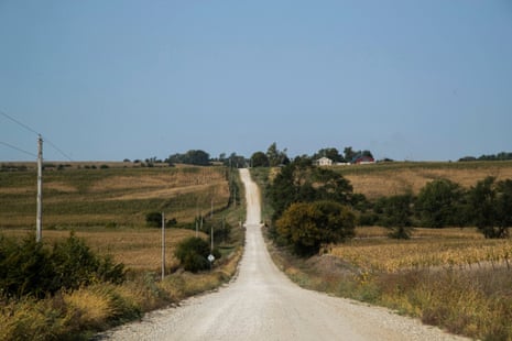 A gravel road leading to the location of where Michael Williams’ body was found in Jasper County, Iowa.