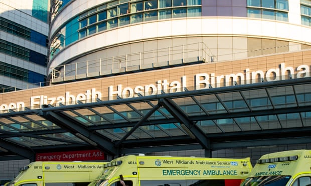 Ambulances outside Queen Elizabeth hospital, Birmingham