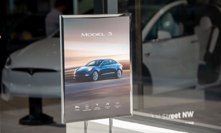 a small poster advertising the tesla model 3