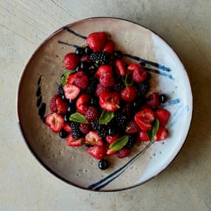 Nik Sharma’s mixed berry fruit salad with chilli and fruit or sherry vinegar.