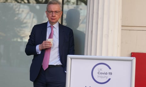 Michael Gove outside the Covid inquiry, during a break in his evidence.