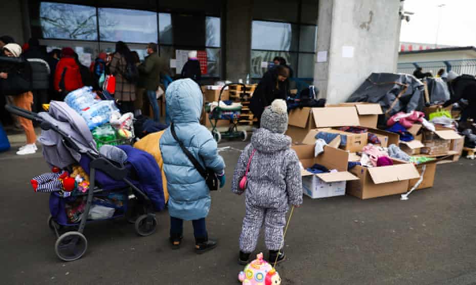 Children at an aid point for refugees from Ukraine in Poland, March 2022