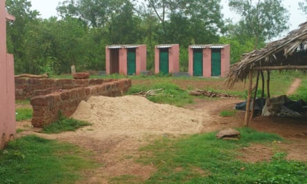 The characteristic pink toilets built across rural Odisha under the Swachch Bharat Mission