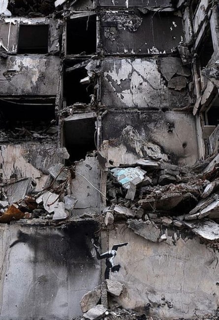 Banksy artwork appears on damaged building in Ukraine | Banksy 2 The gymnast mural.