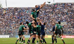 Leinster's Ross Molony (top right) wins a lineout against Northampton during last season's Champions Cup semi-final at Croke Park