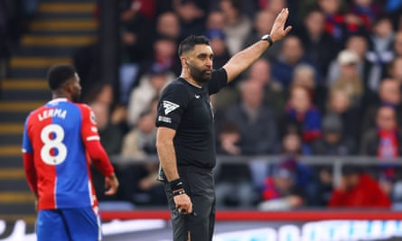 The referee Sunny Singh Gill during Crystal Palace's match against Luton.