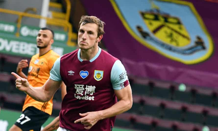 Chris Wood celebrates his late penalty equaliser for Burnley against Wolves in July.