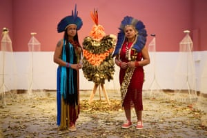 Artist Gilceria Tupinamba (right) with her daughter (or niece?) Jessica Brazil Pavilion