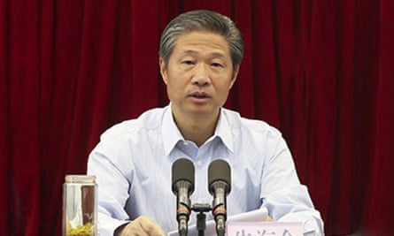 Zhu Hailun during his first press conference as deputy party secretary of Xinjiang region in March 2016.